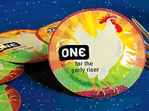 Leila Singleton ONE for the Early Riser condom wrapper